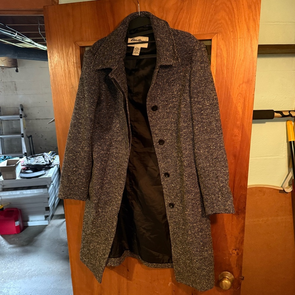 Eddie Bauer vintage wool blend coat black and white